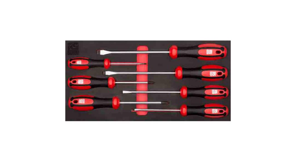 Screwdriver Set, 7pcs, Pozidriv / Slotted